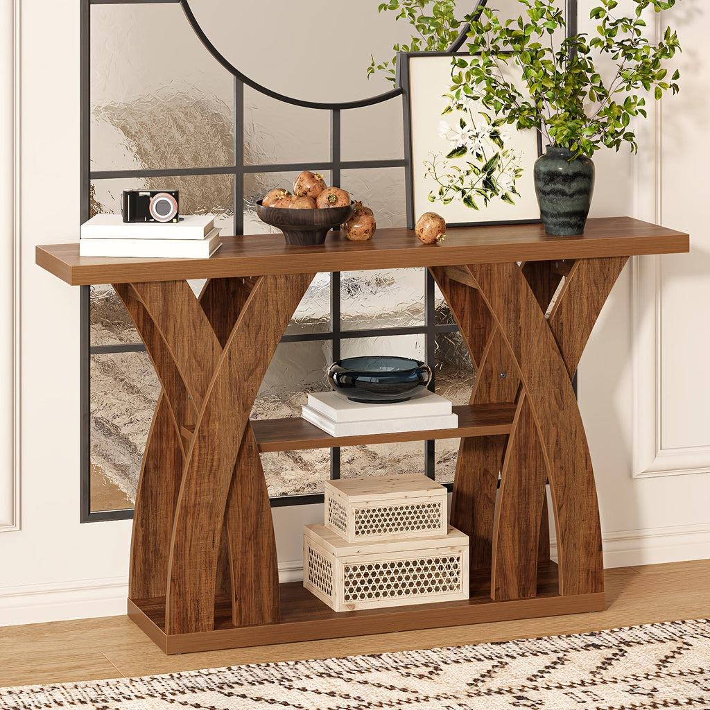 55" Rustic Console Table with Shelf