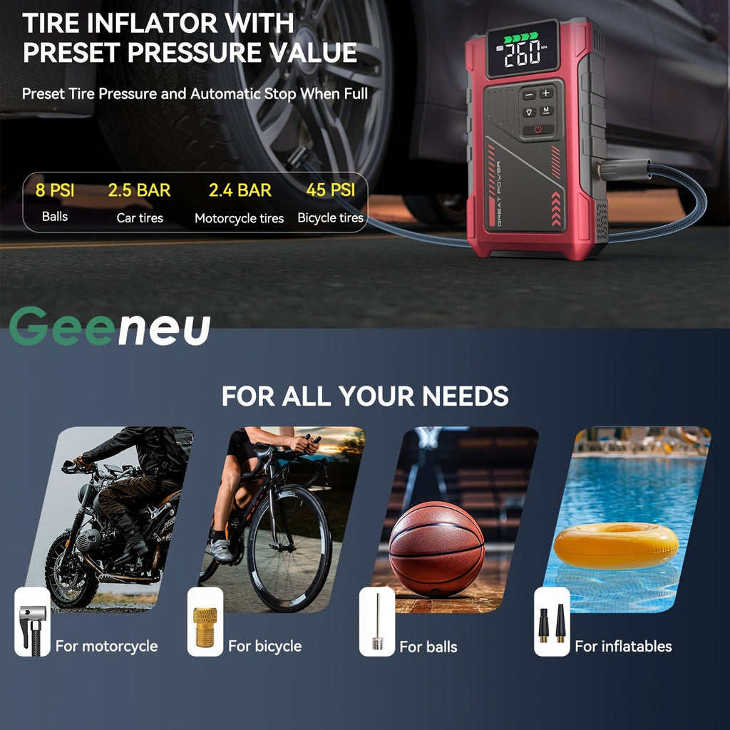 9-in-1 Jump Starter with Air Compressor