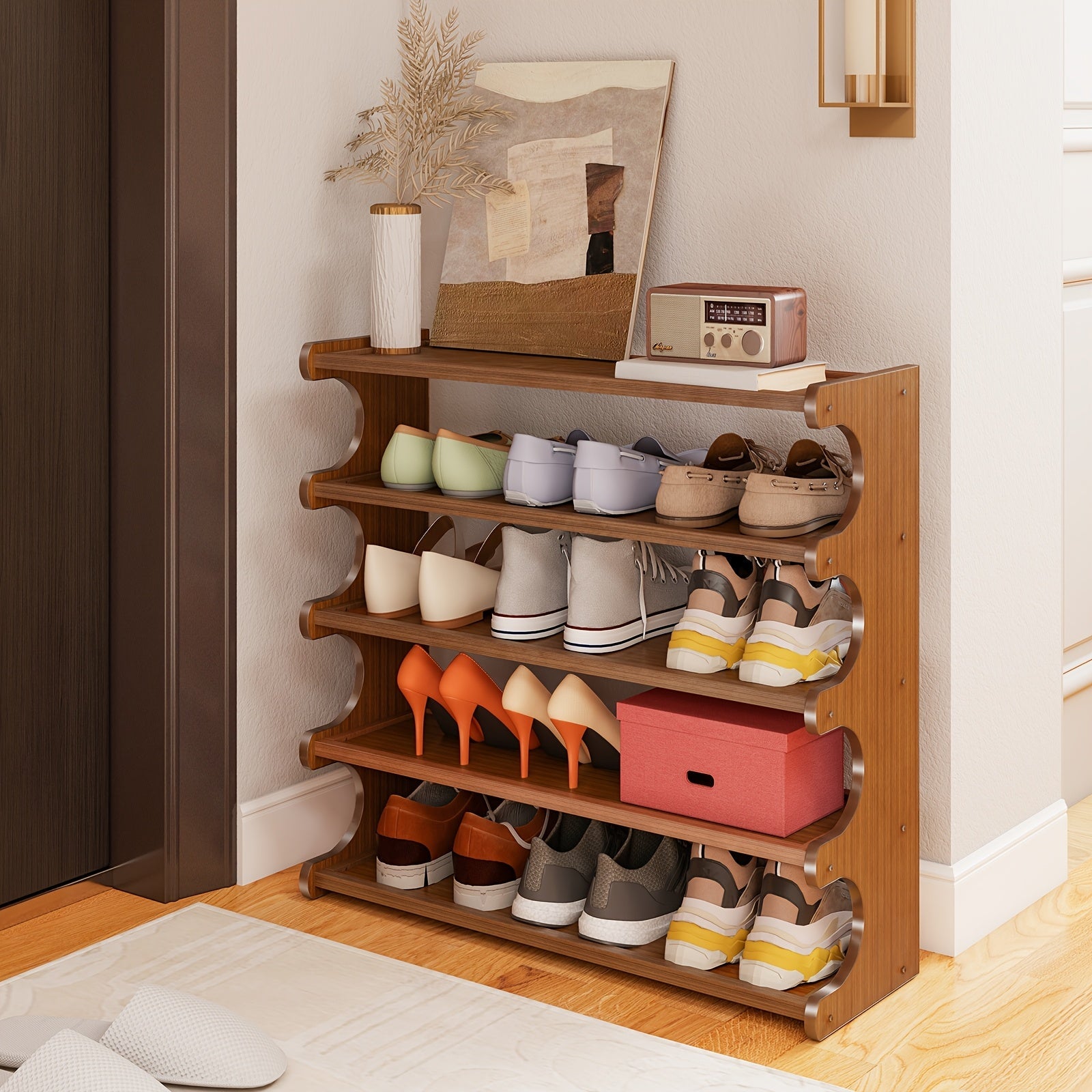 5/6-Tier Bamboo Shoe Rack Organizer