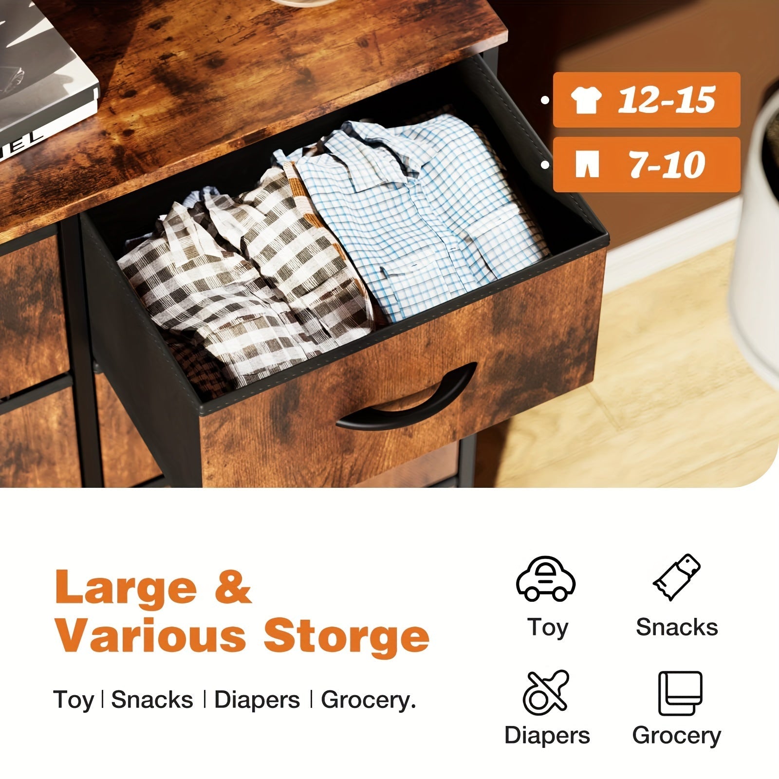 8-Drawer Fabric Storage Dresser