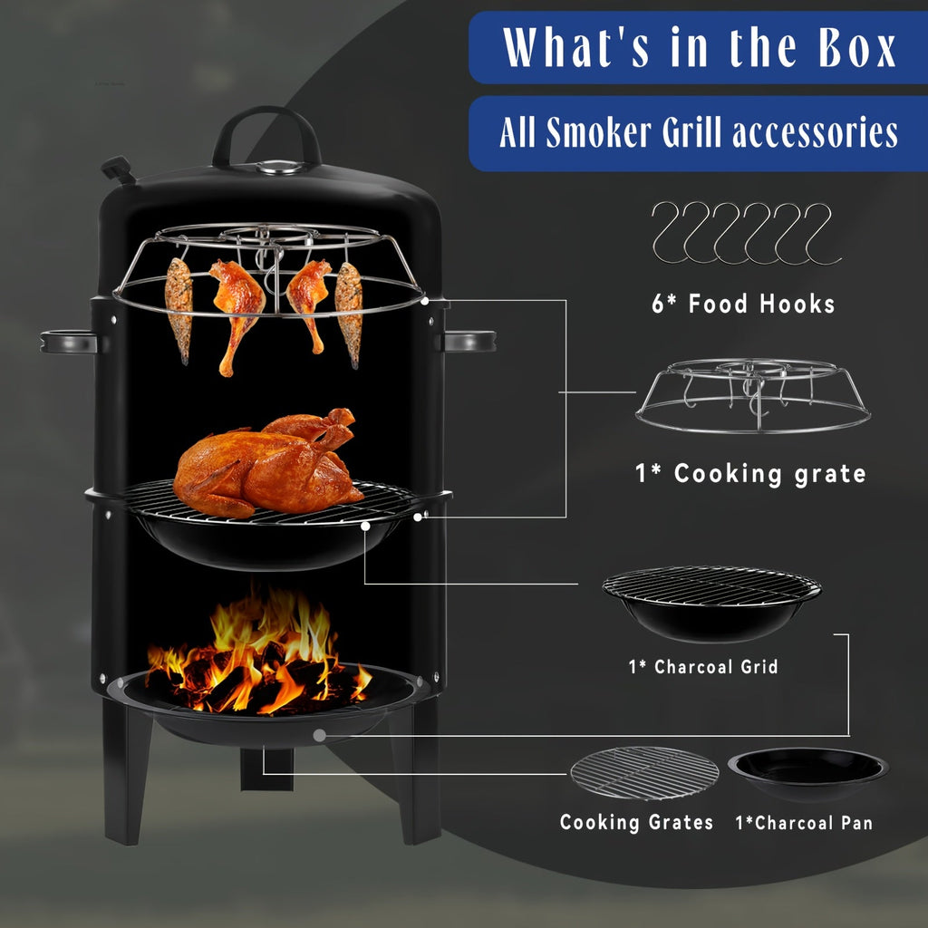3-in-1 Charcoal Smoker Grill & Fire Pit