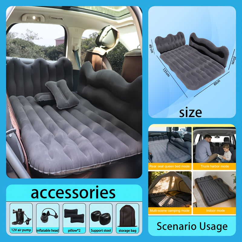 Inflatable Car Backseat Mattress with Pump & Pillows