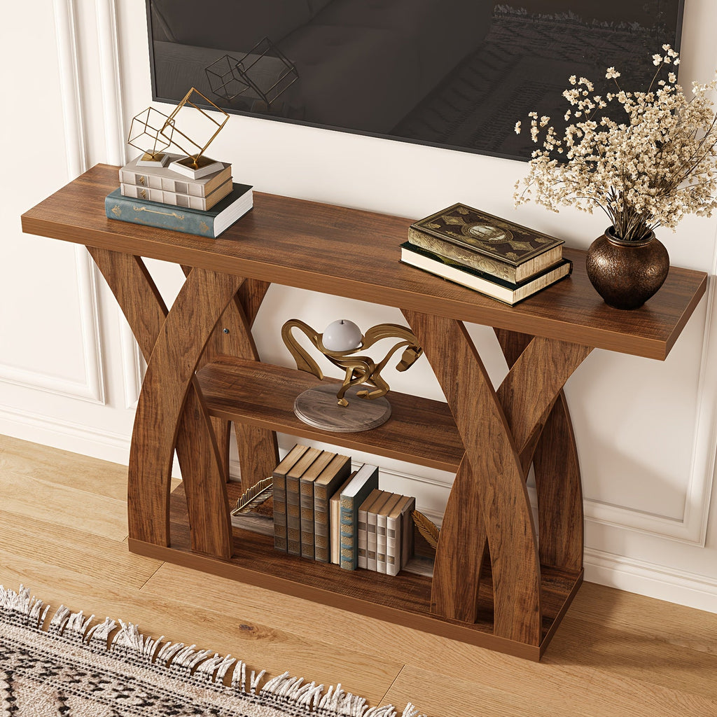 55" Rustic Console Table with Shelf
