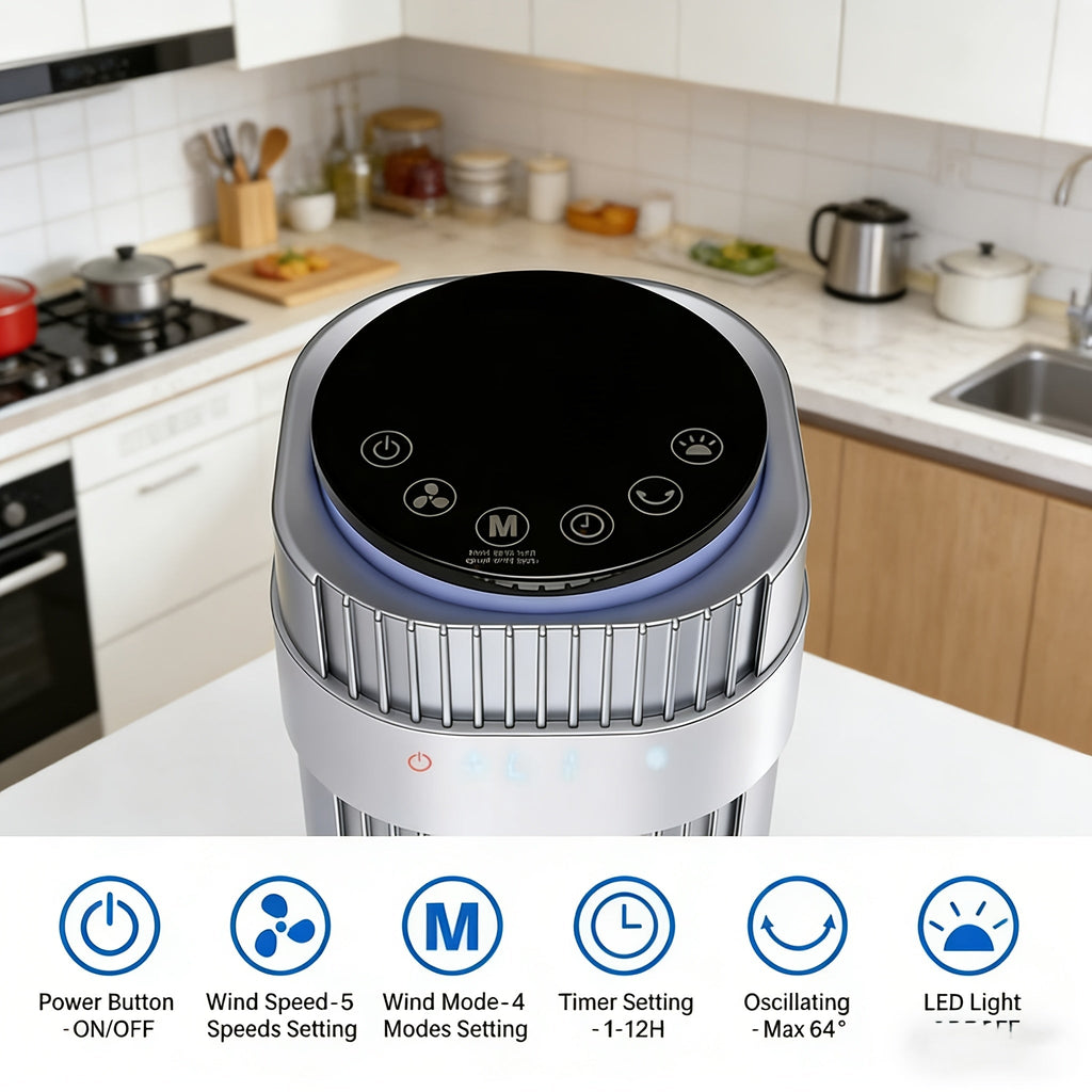 Bladeless Tower Fan with Remote & 12H Timer