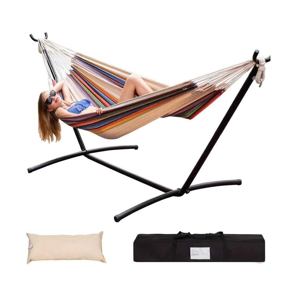 Heavy-Duty Double Hammock with Steel Stand