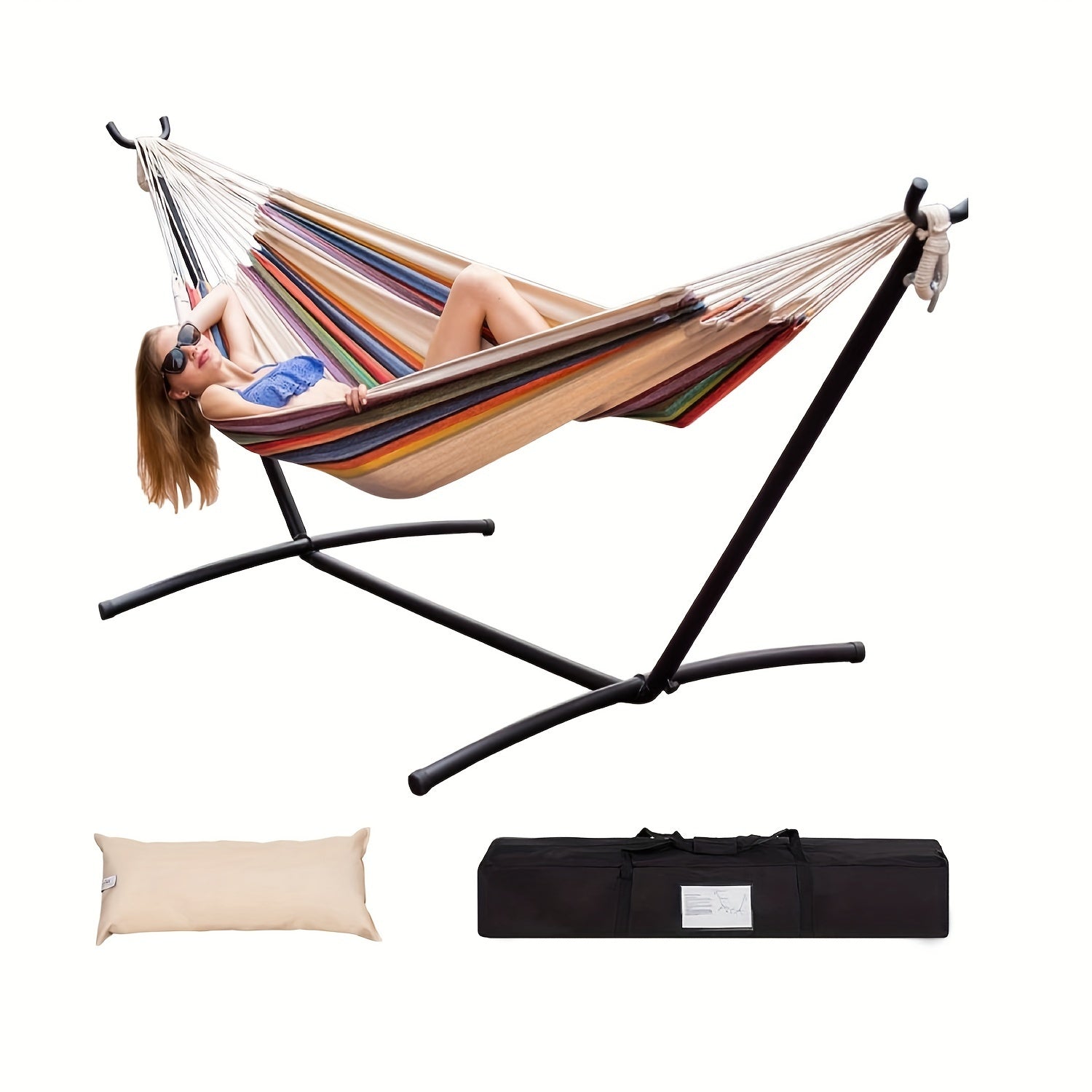 Heavy-Duty Double Hammock with Steel Stand