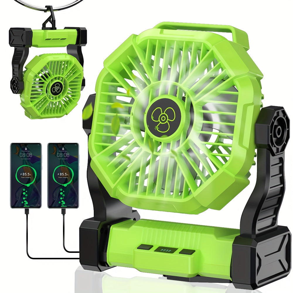 Rechargeable Camping Fan with LED & Hook