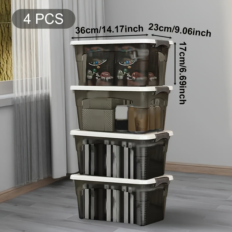 4-Piece Stackable Clear Storage Box Set
