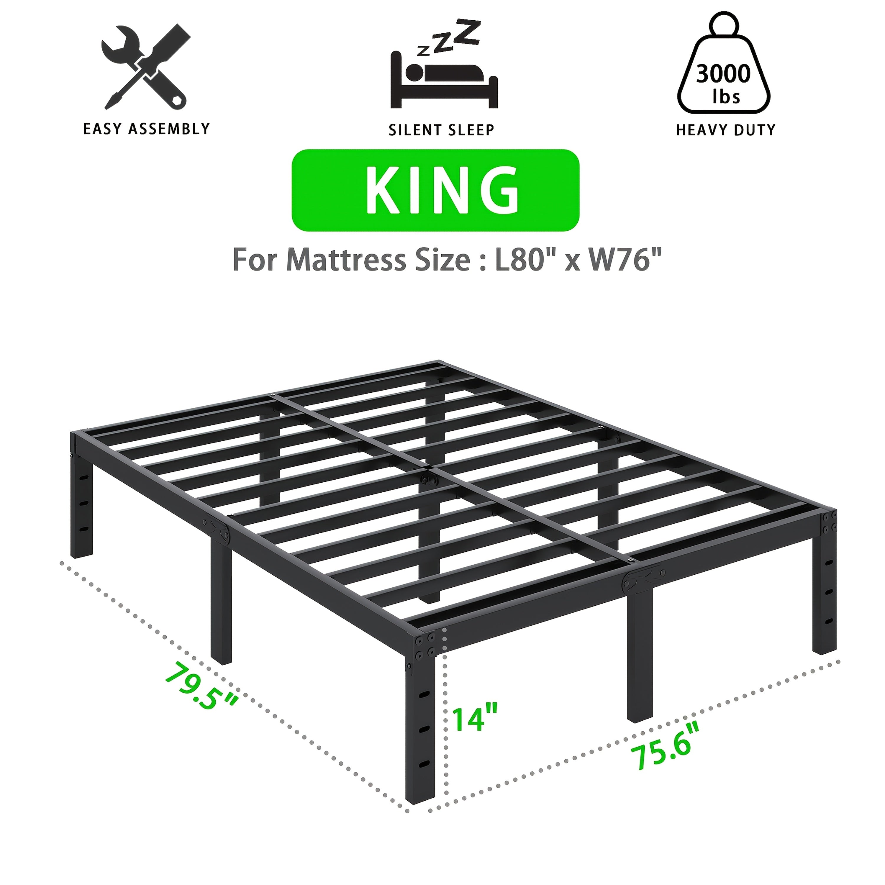 Heavy-Duty Metal Platform Bed Frame