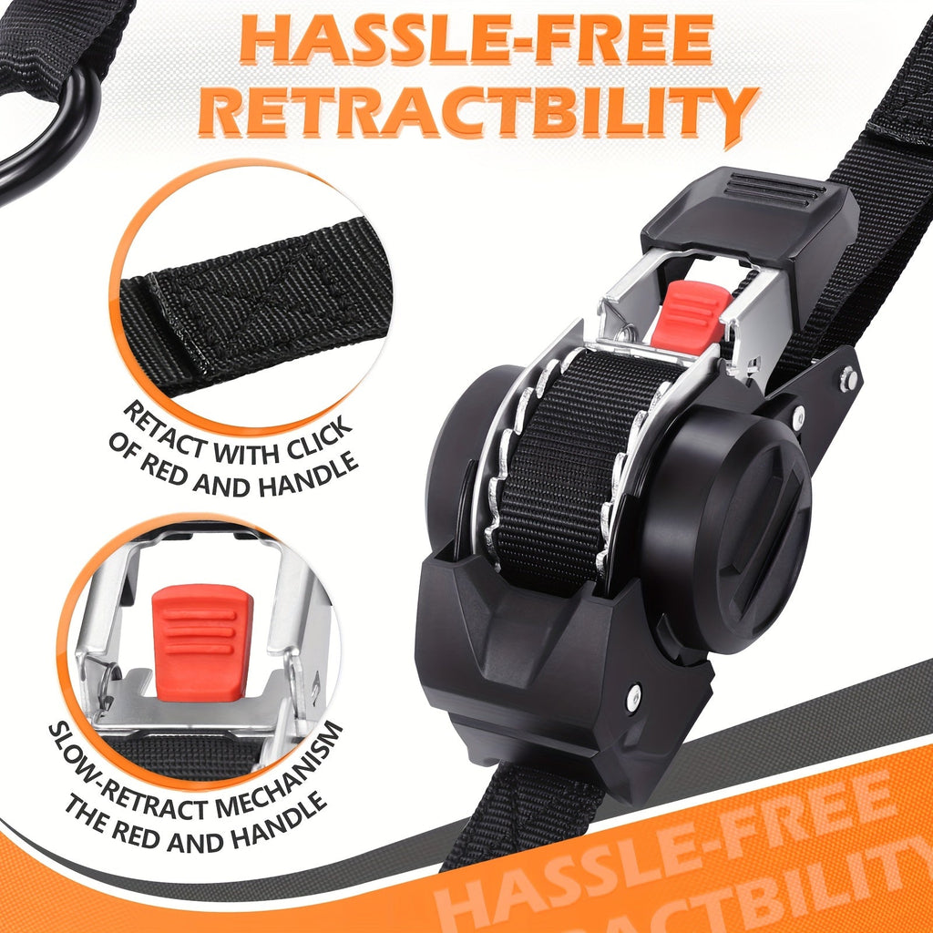 4-Pack Retractable Ratchet Tie-Down Straps