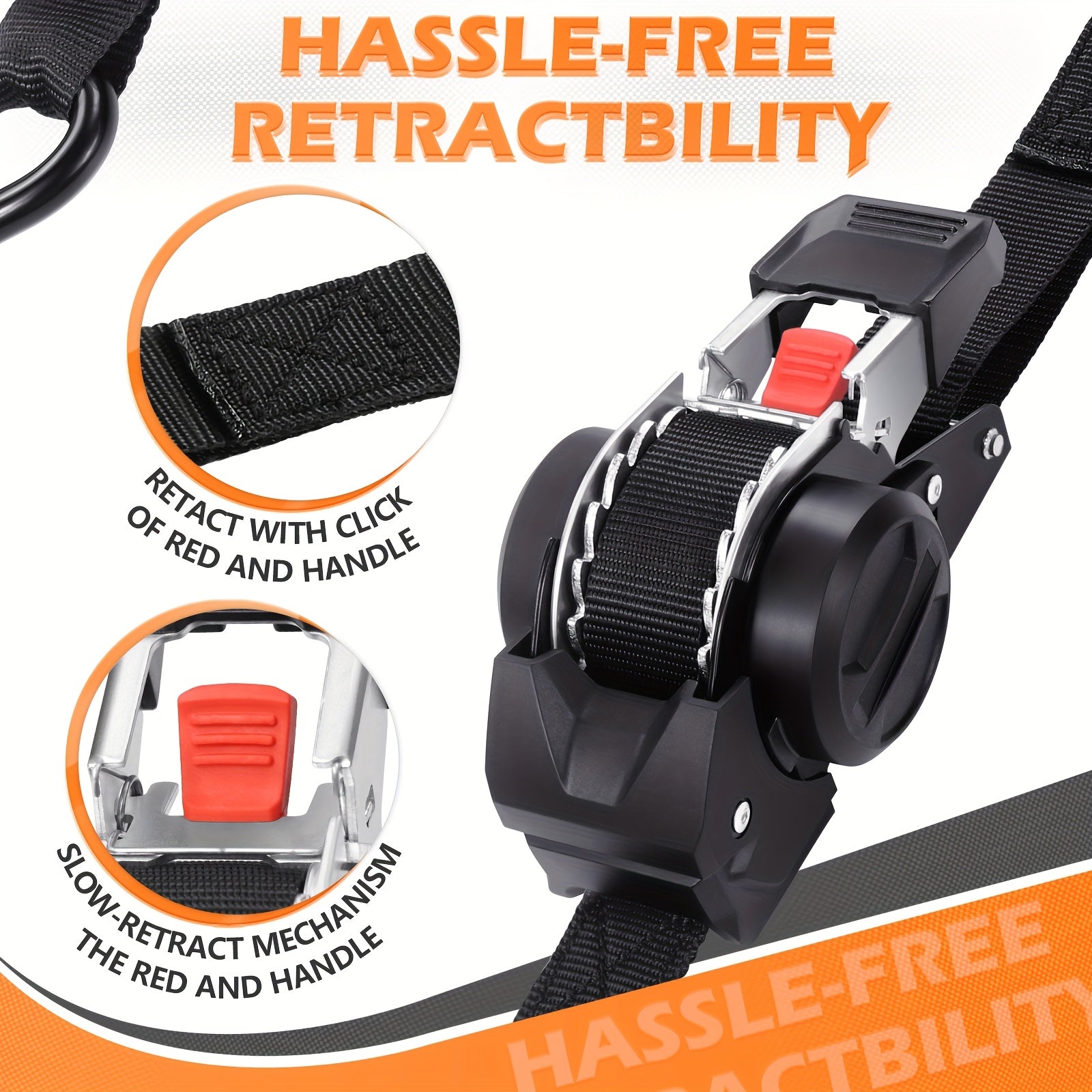 4-Pack Retractable Ratchet Tie-Down Straps