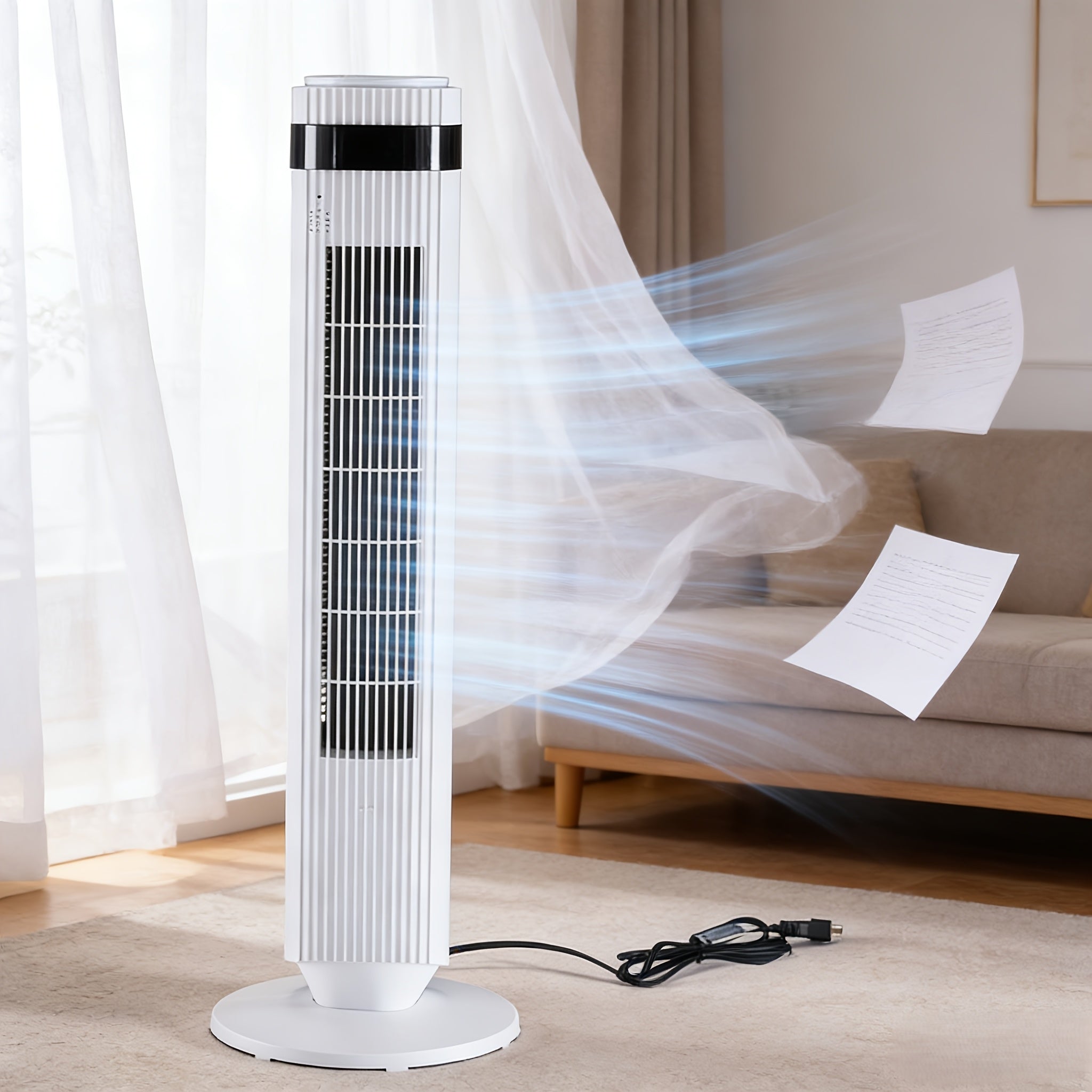 Bladeless Tower Fan with Remote & 12H Timer
