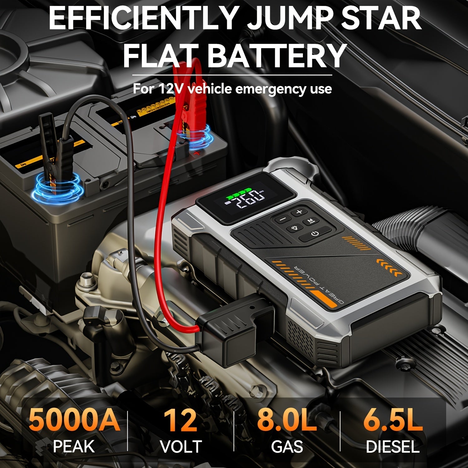 9-in-1 Jump Starter with Air Compressor