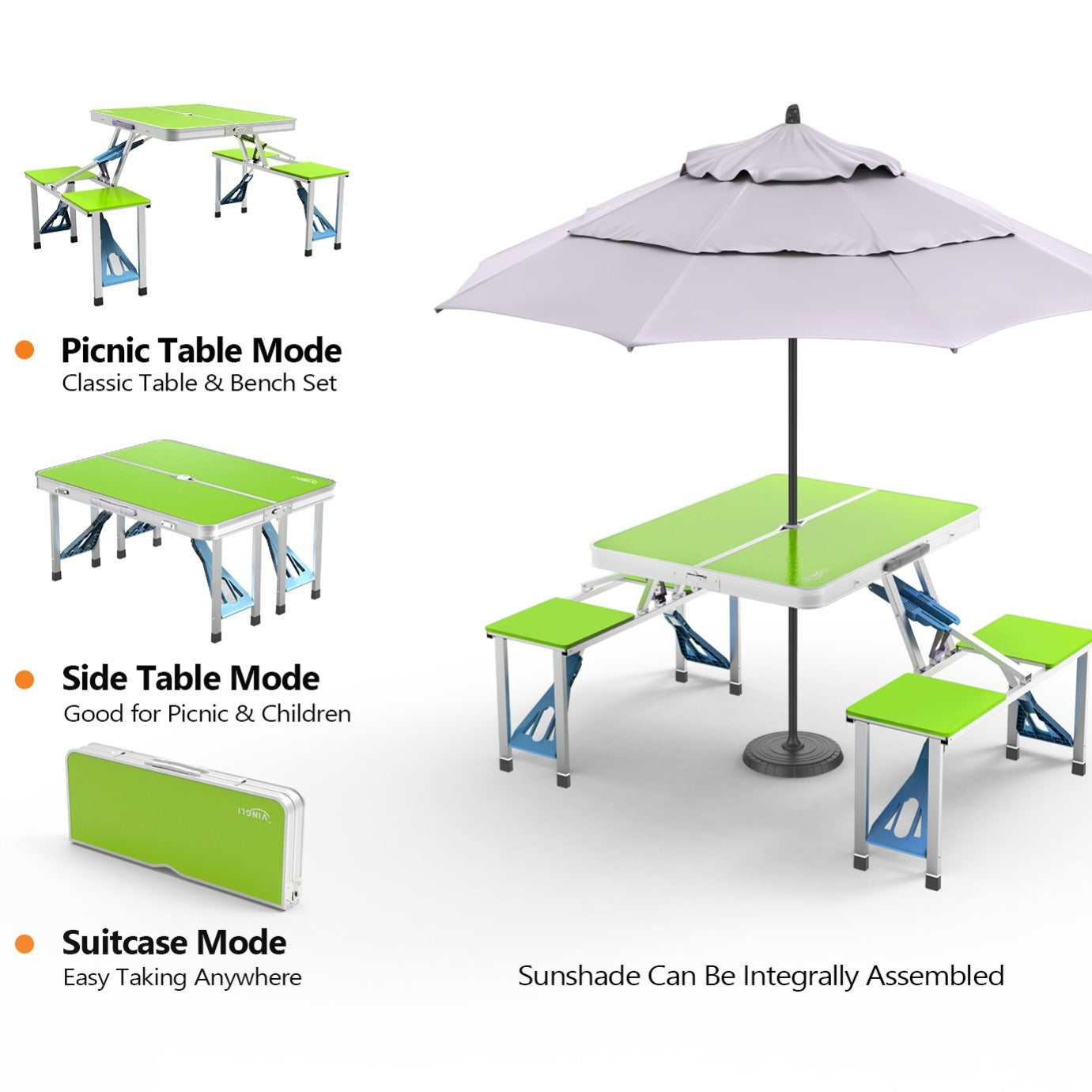 4FT Folding Camping Table with 4 Seats