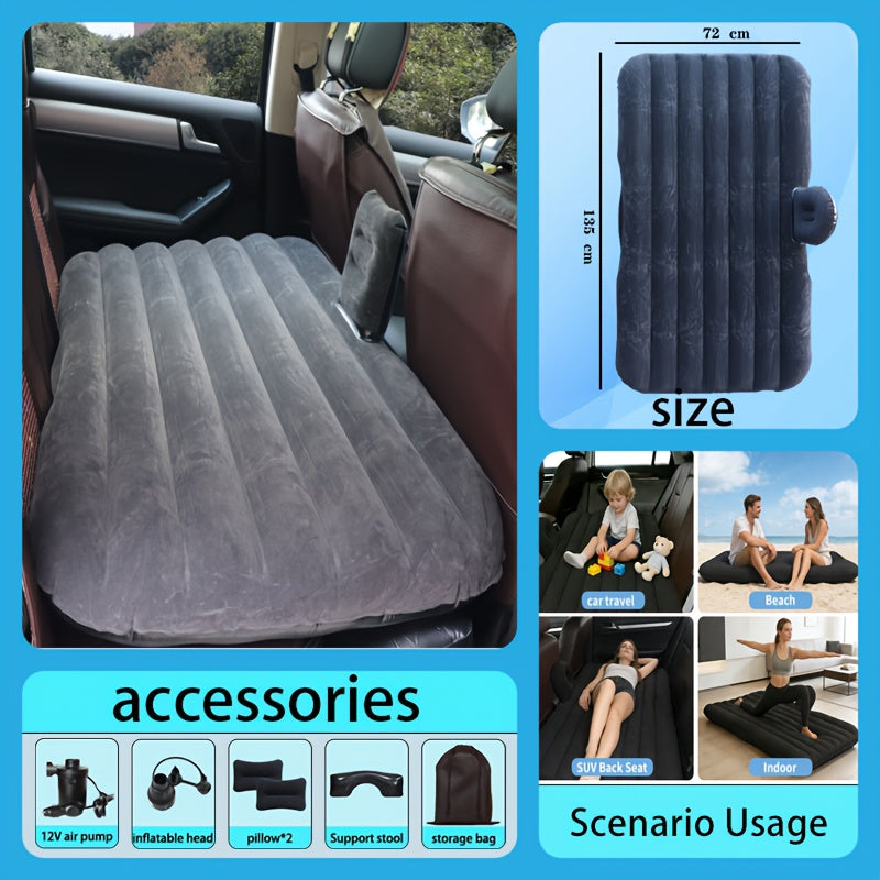 Inflatable Car Backseat Mattress with Pump & Pillows