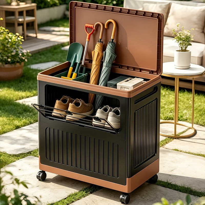 Foldable Storage Bin with Wheels & Doors