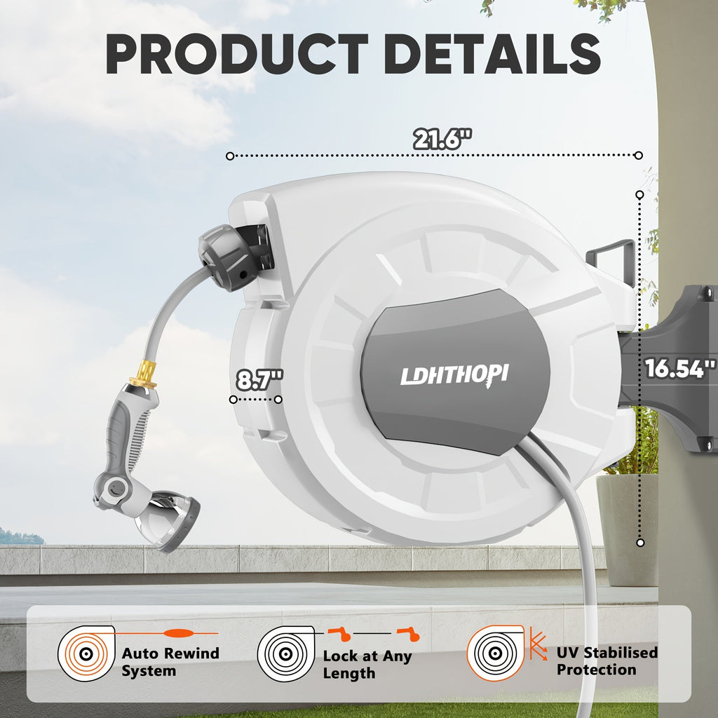 Retractable Wall-Mounted Garden Hose Reel