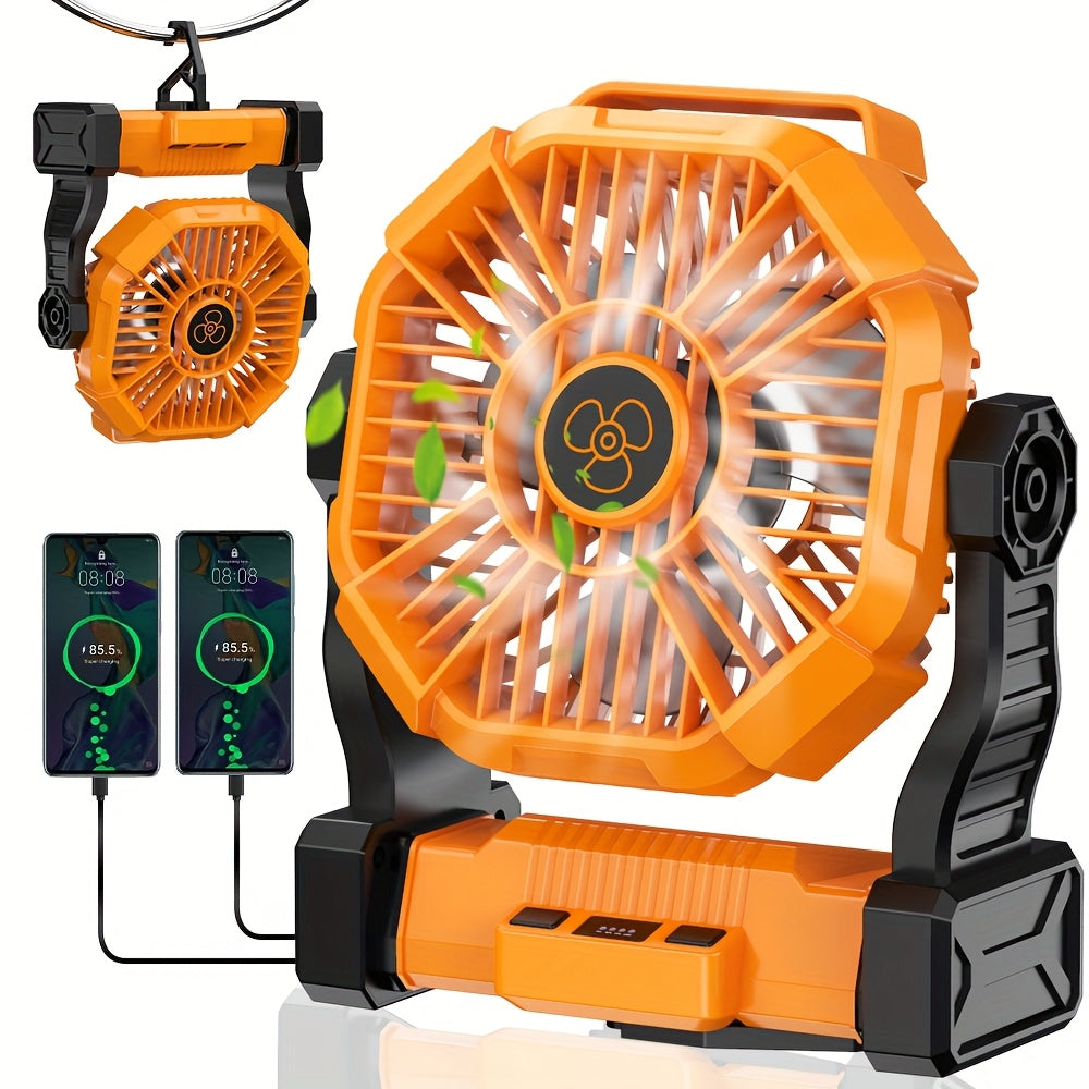 Rechargeable Camping Fan with LED & Hook