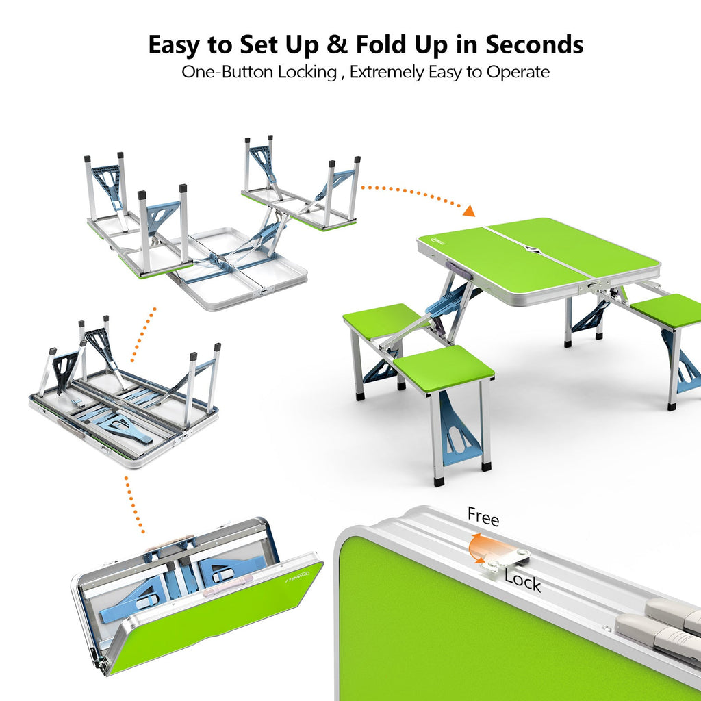 4FT Folding Camping Table with 4 Seats