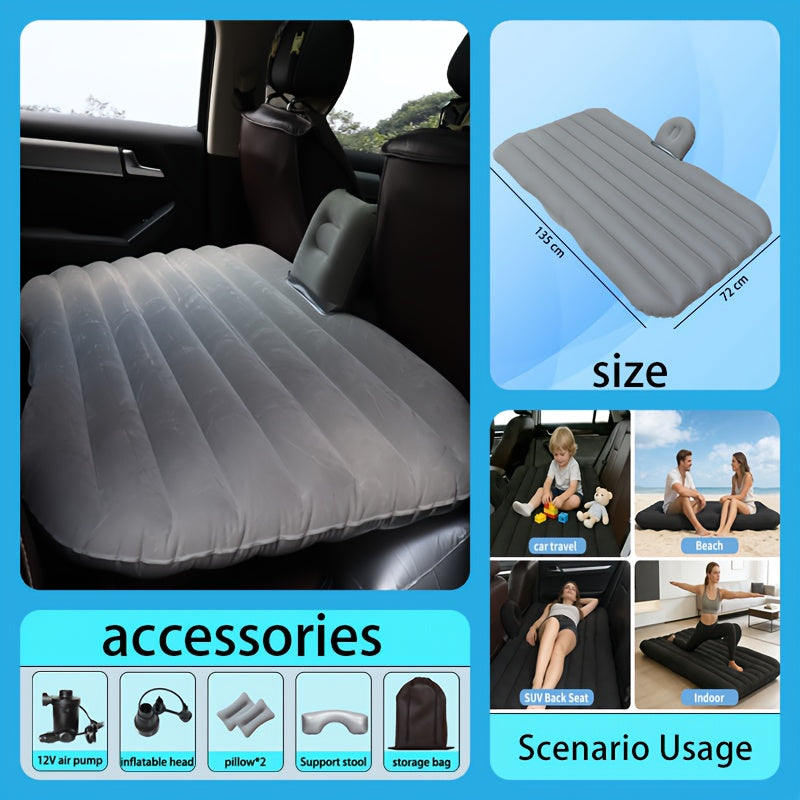 Inflatable Car Backseat Mattress with Pump & Pillows