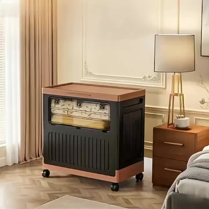 Foldable Storage Bin with Wheels & Doors