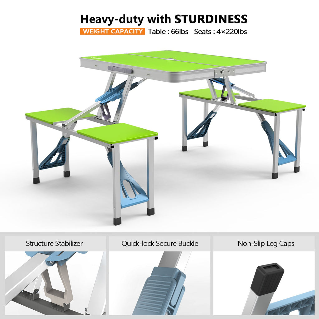 4FT Folding Camping Table with 4 Seats