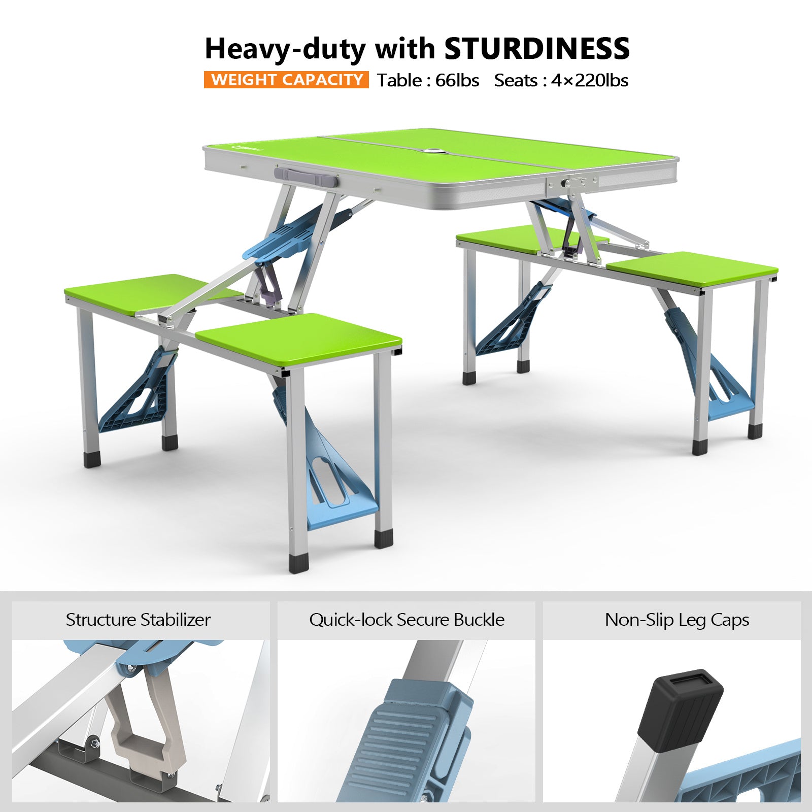 4FT Folding Camping Table with 4 Seats