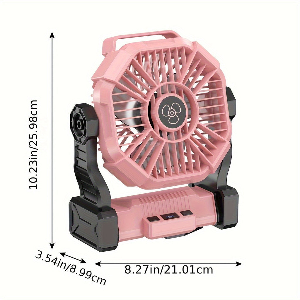 Rechargeable Camping Fan with LED & Hook