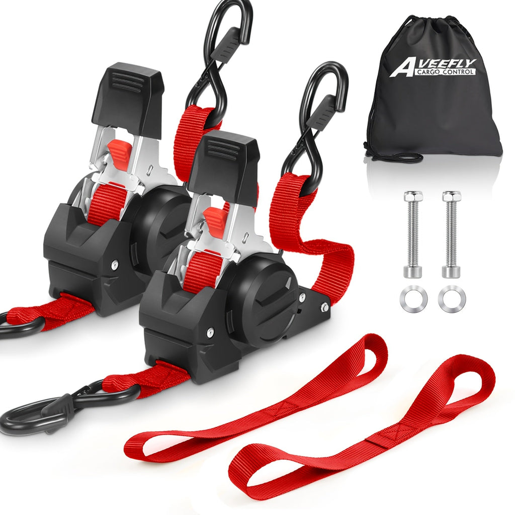 4-Pack Retractable Ratchet Tie-Down Straps