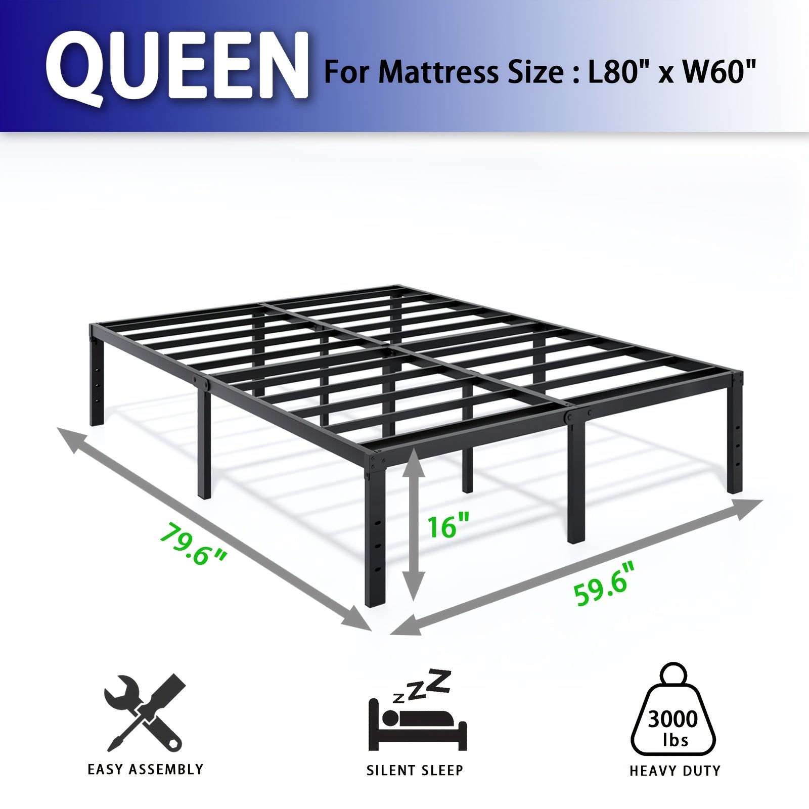 Heavy-Duty Metal Platform Bed Frame