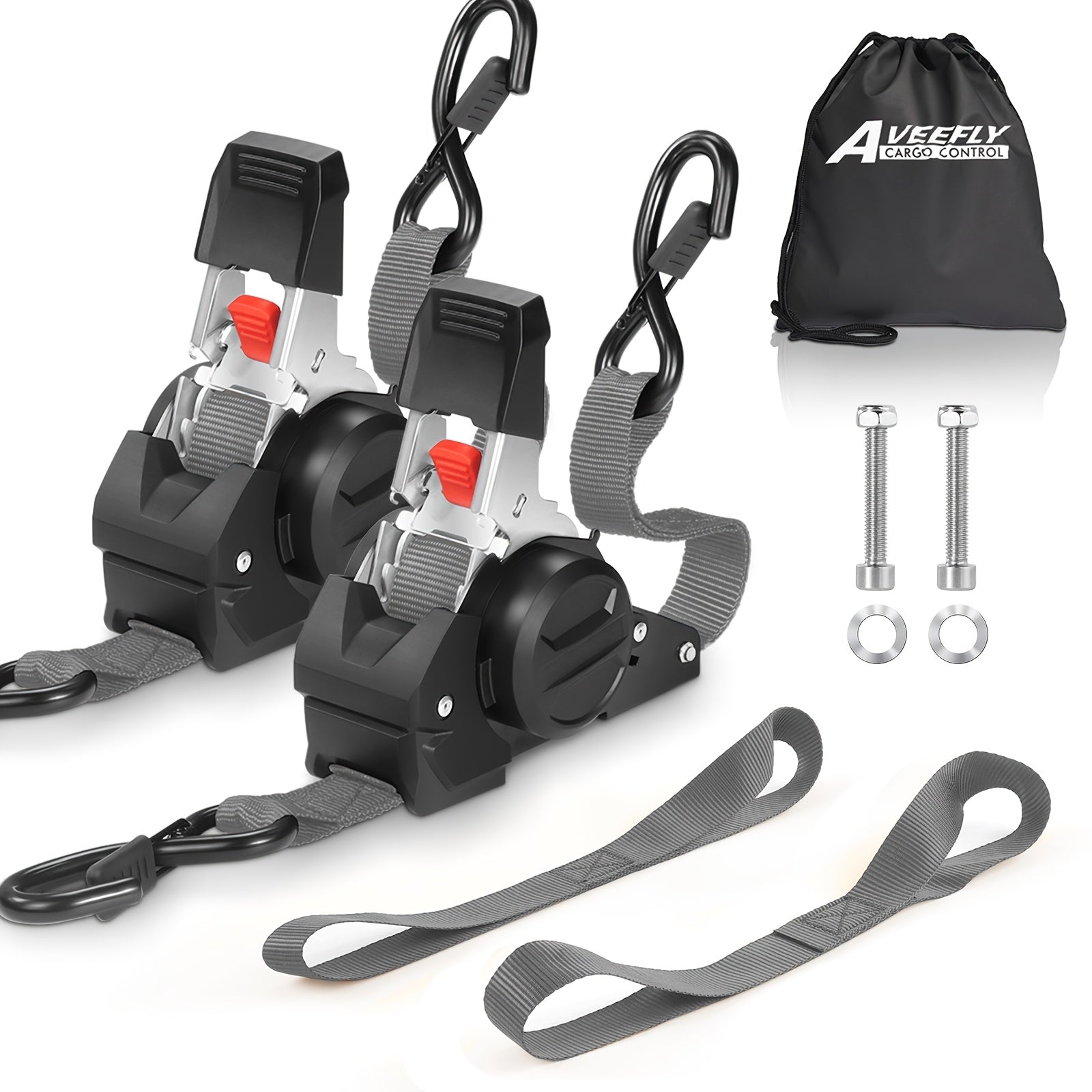 4-Pack Retractable Ratchet Tie-Down Straps