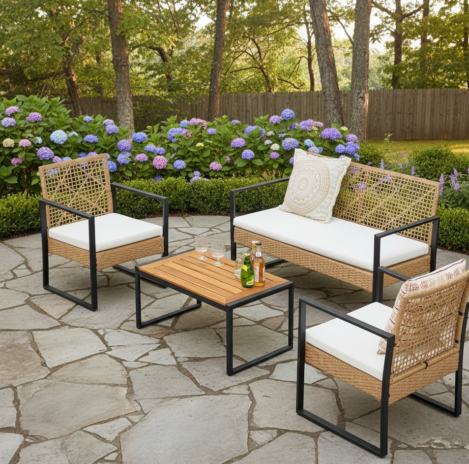 4-Piece Rattan Patio Furniture Set