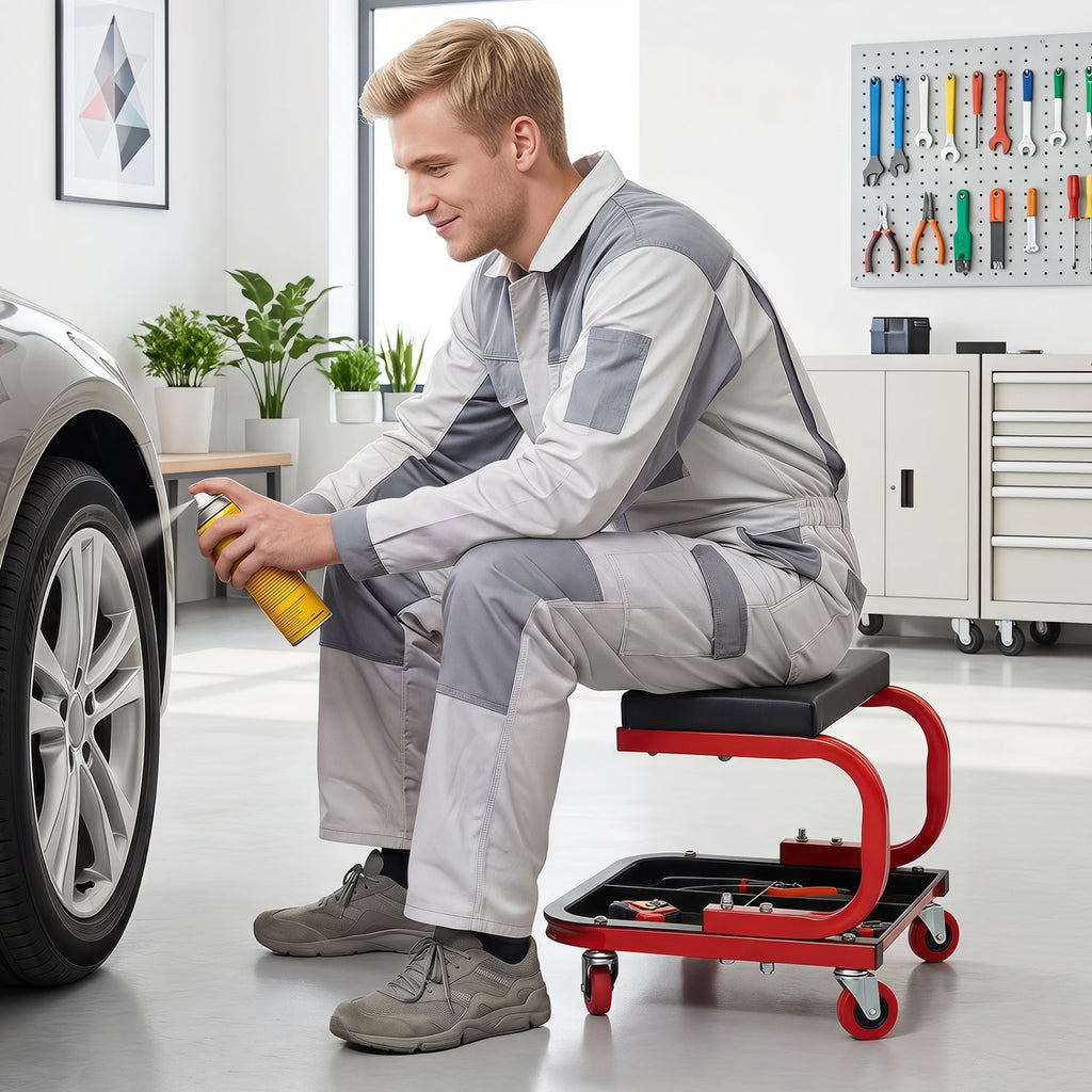 Mechanic Rolling Stool with Magnetic Drawer – product view 1