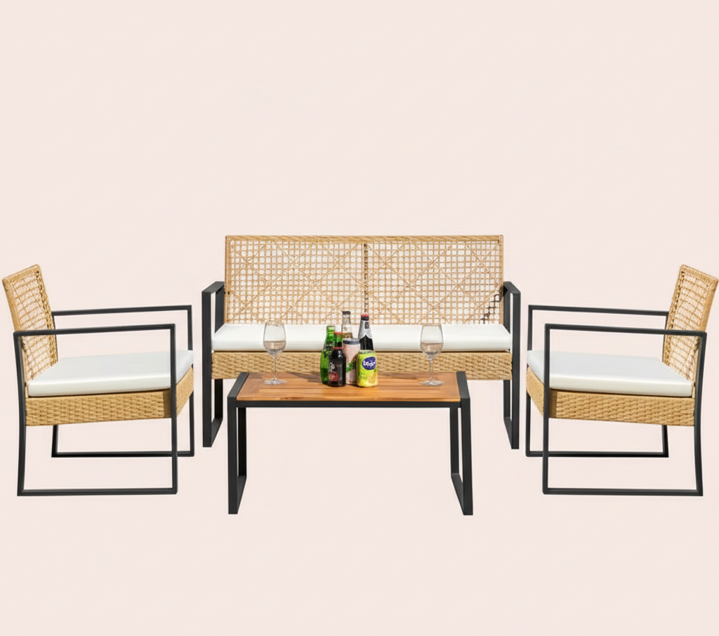 4-Piece Rattan Patio Furniture Set