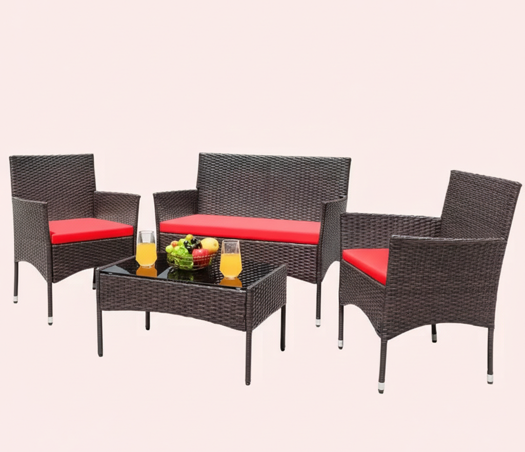 4-Piece Rattan Patio Furniture Set