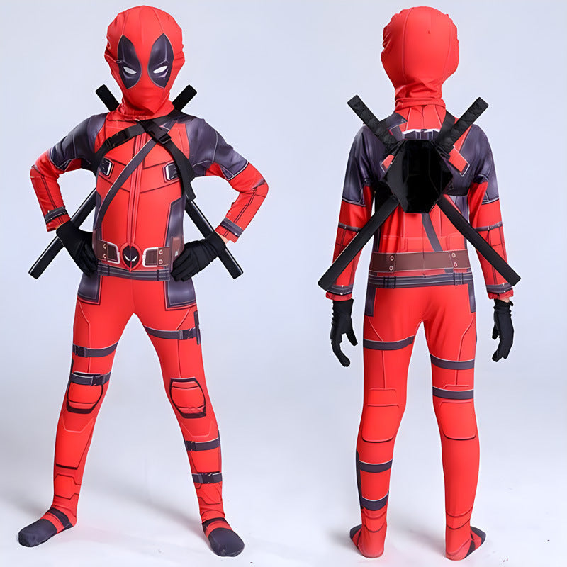 Kids & Adult Deadpool Costume Jumpsuit