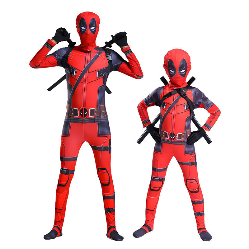 Kids & Adult Deadpool Costume Jumpsuit