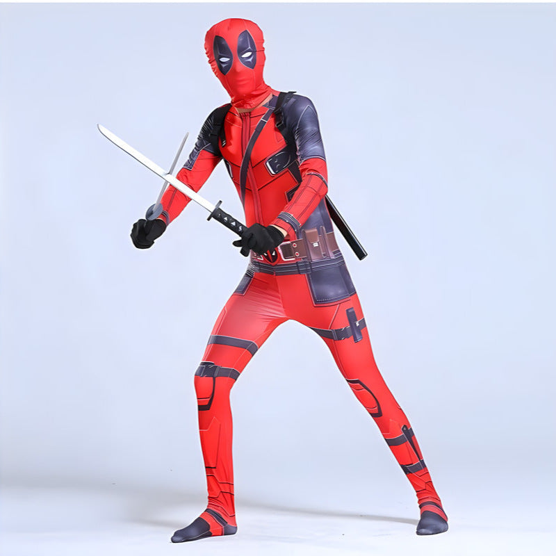 Kids & Adult Deadpool Costume Jumpsuit