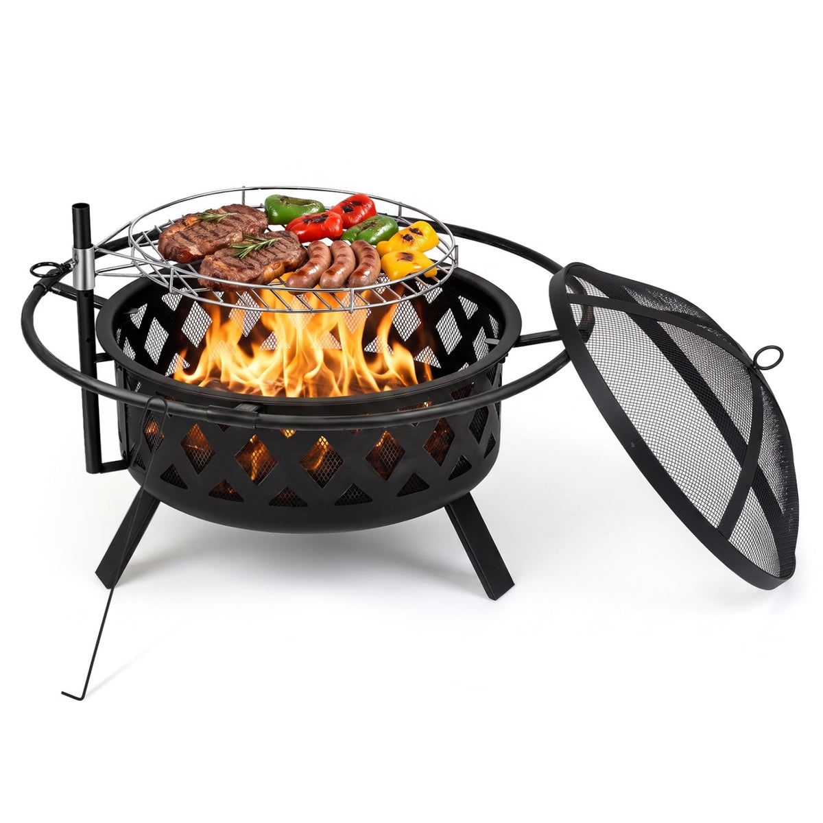 36-Inch Fire Pit Table with Rotating Grill Grate