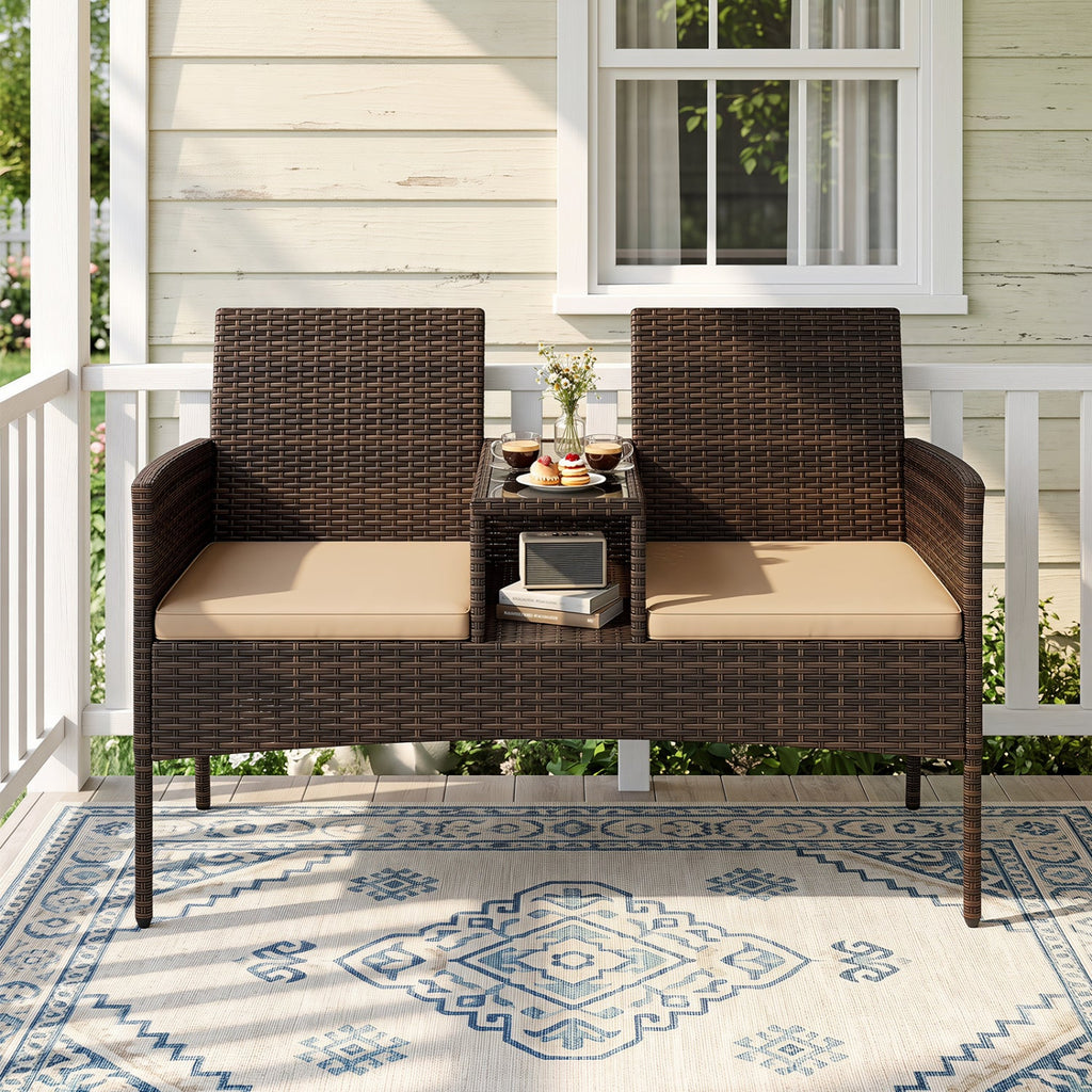 2-Seat Patio Loveseat Set with Coffee Table