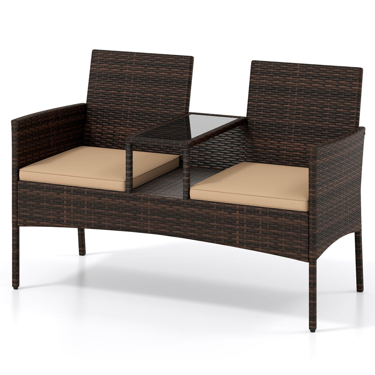2-Seat Patio Loveseat Set with Coffee Table