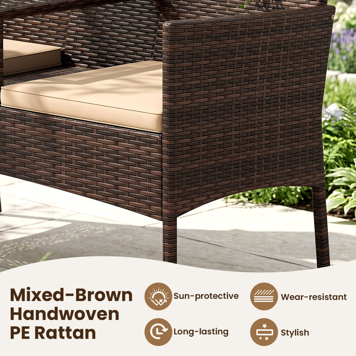 2-Seat Patio Loveseat Set with Coffee Table