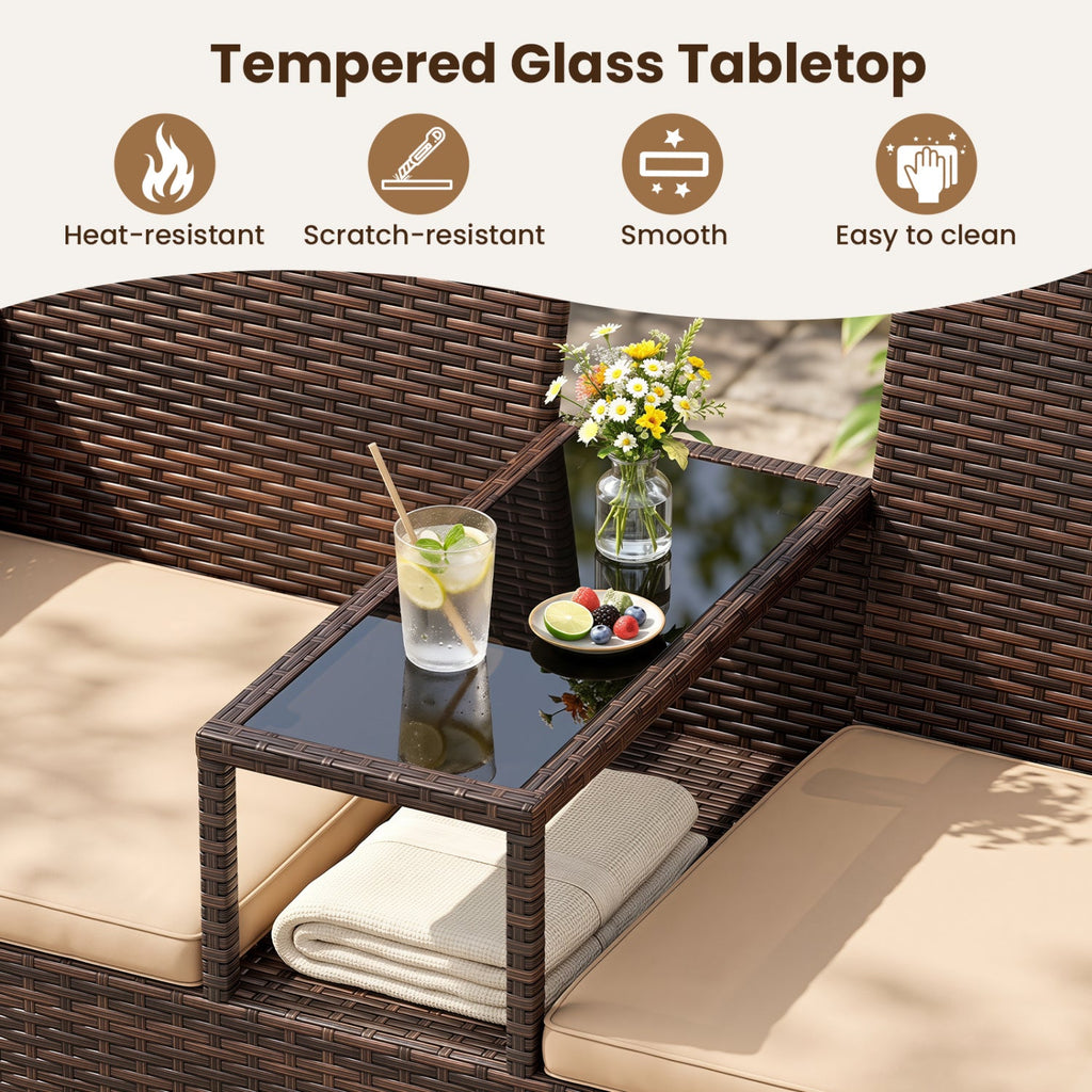2-Seat Patio Loveseat Set with Coffee Table