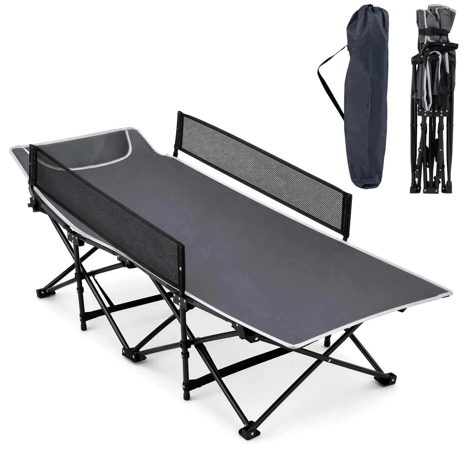 Portable Folding Camping Cot with Guardrail