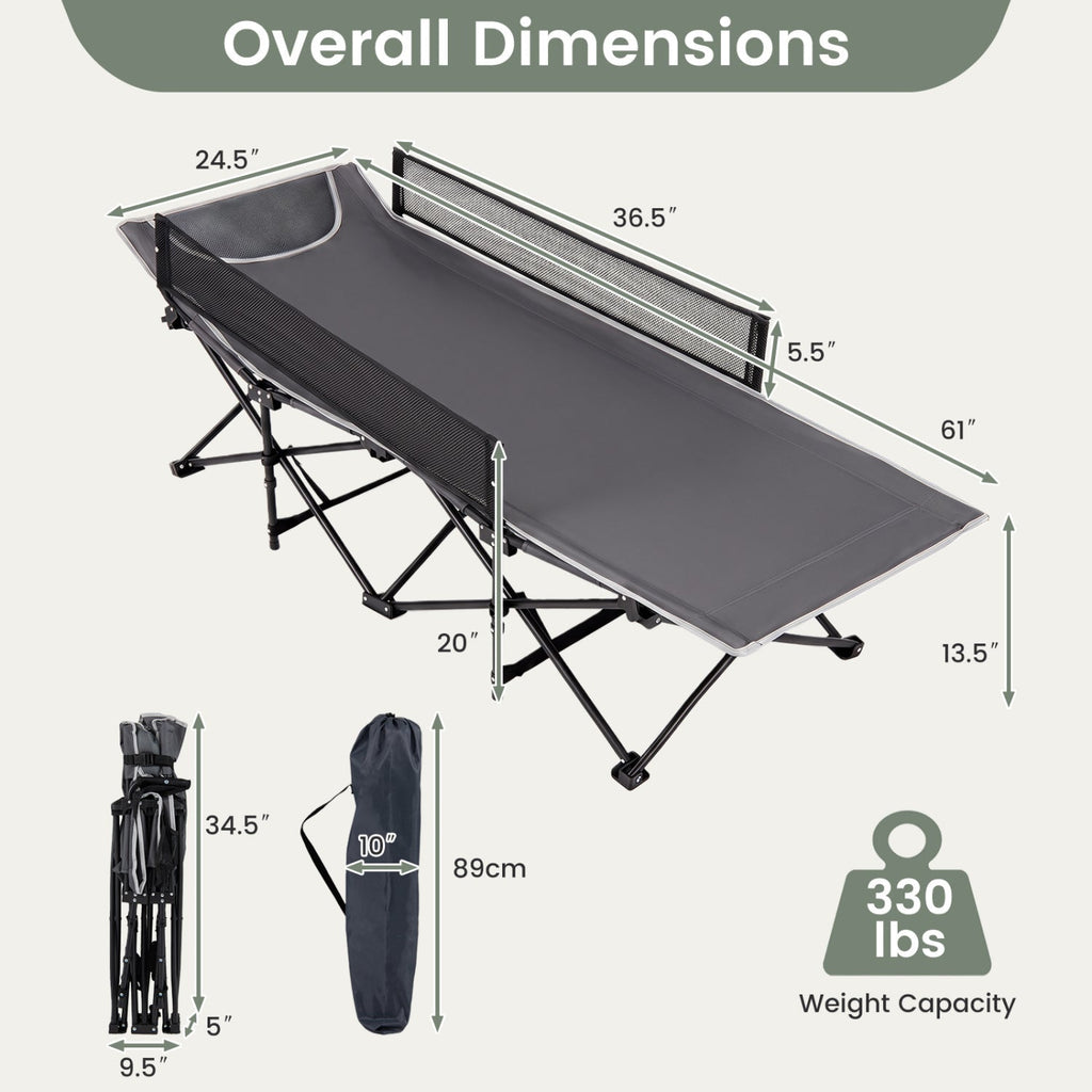 Portable Folding Camping Cot with Guardrail