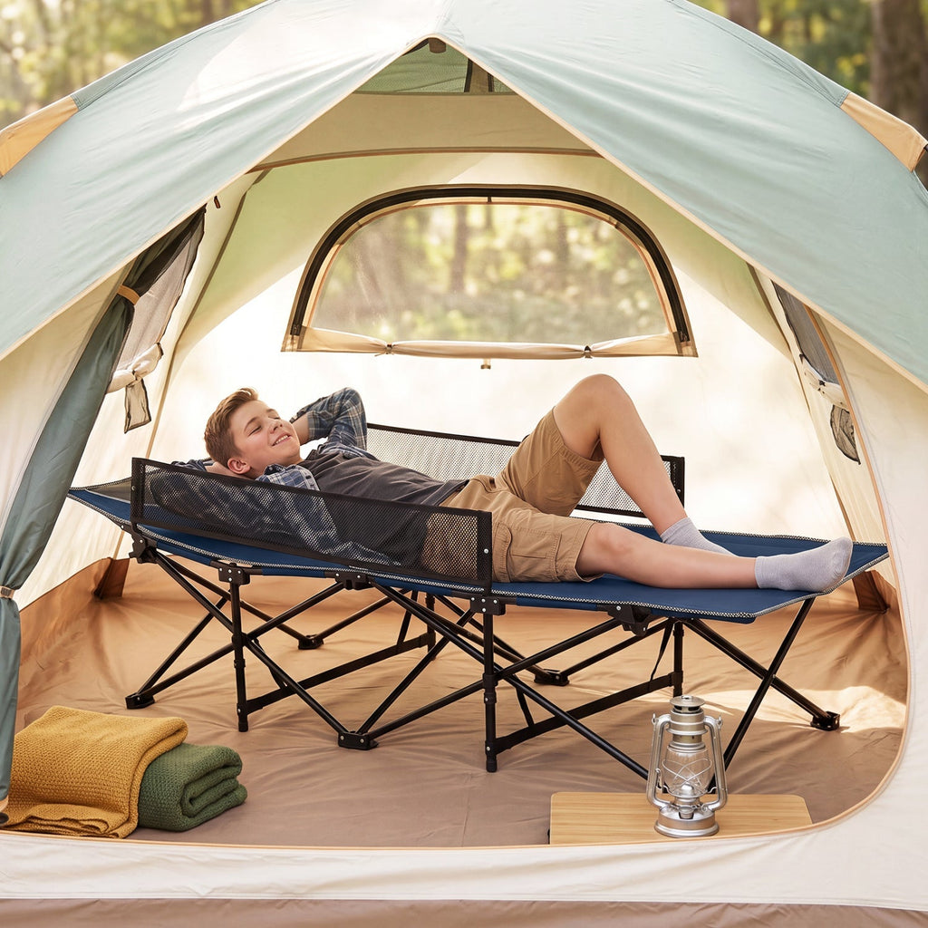 Portable Folding Camping Cot with Guardrail