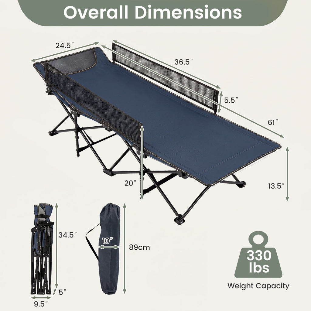 Portable Folding Camping Cot with Guardrail