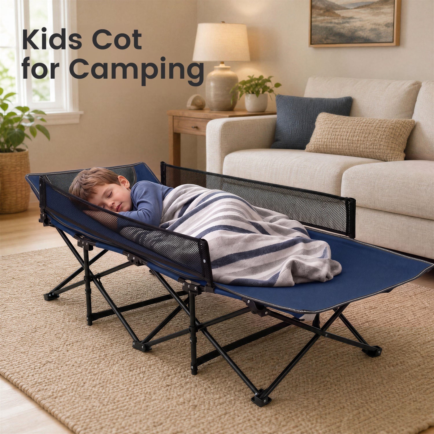 Portable Folding Camping Cot with Guardrail