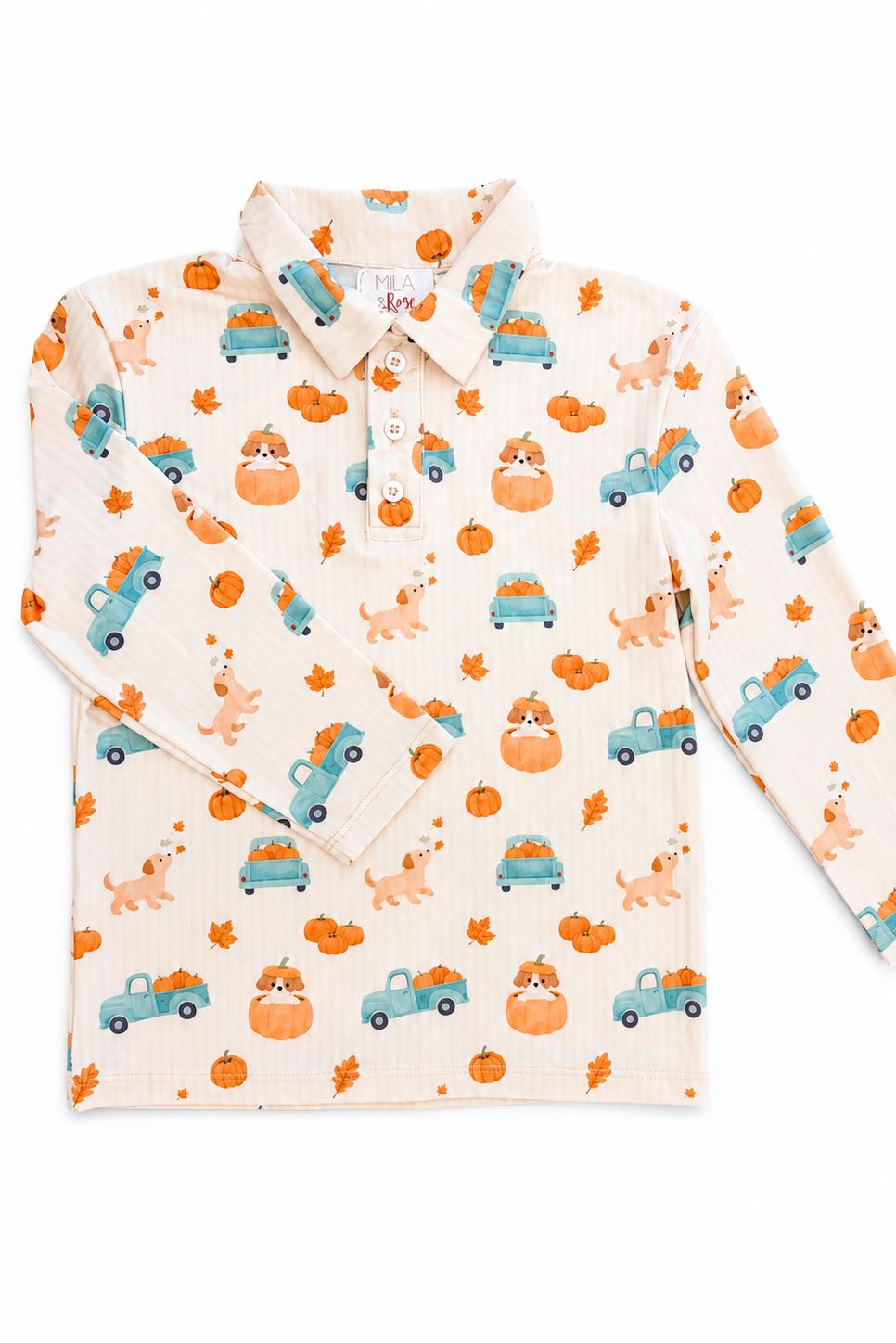 Pumpkin Spice Pups Long-Sleeve Polo