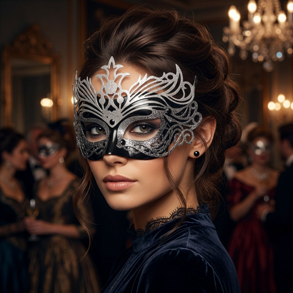 Black & Silver Masquerade Mask – product view 2